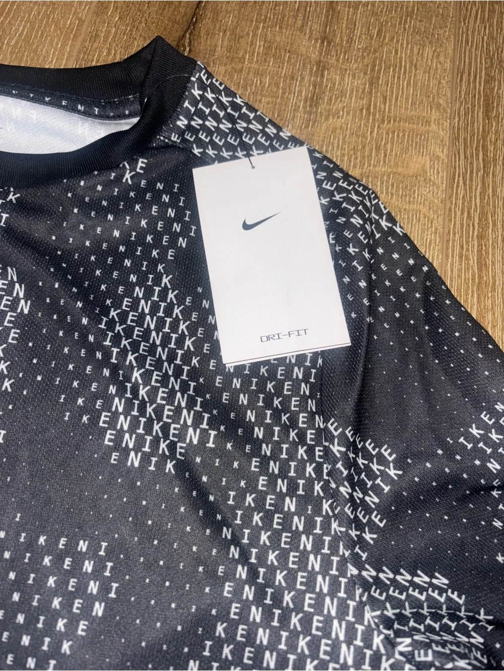 Nike Kids Black Patterned Dri-FIT Short Sleeve Shirt